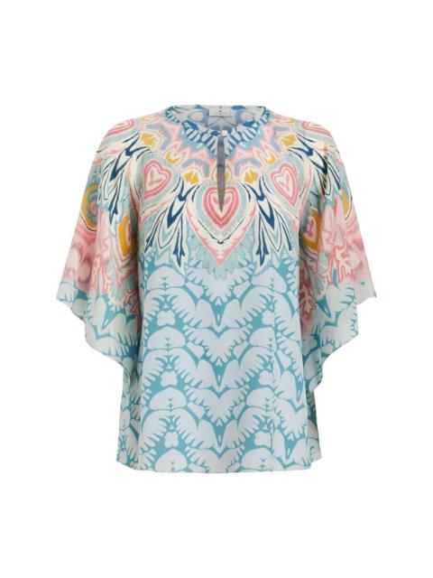 graphic-print silk blouse