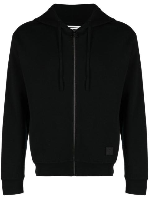 jersey-knit drawstring zipped hoodie