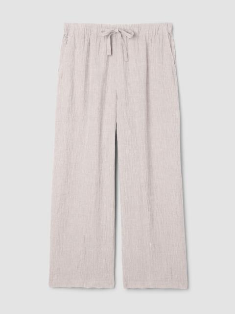 EILEEN FISHER Puckered Organic Linen Stripe Wide-Leg Pant