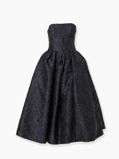 CAROLINA HERRERA Floral Lurex Jacquard Strapless Dress