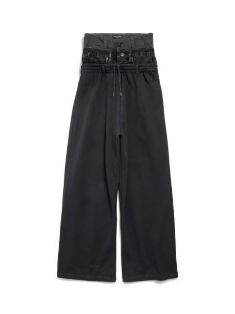 BALENCIAGA Men's Layered Jogging Pants in Black