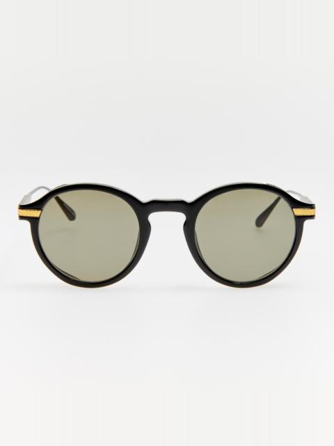 LINDA FARROW Orion Sunglasses in Matt Nickel and Black