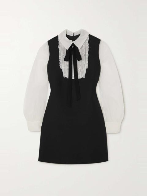 Valentino Silk-chiffon and crepe pussy-bow mini dress
