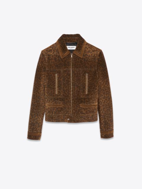 SAINT LAURENT jacket in leopard print suede