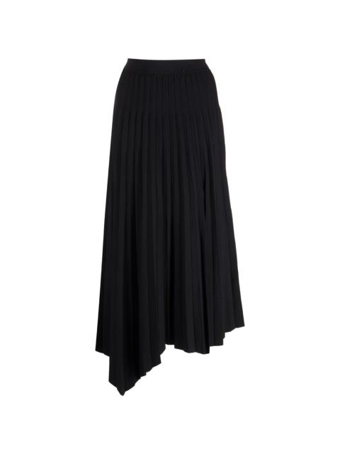 high-waist asymetric pleated skirt