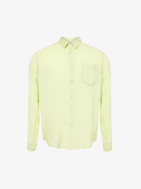 Caroubis patch-pocket linen shirt