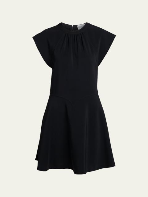 Cap-Sleeve V-Waist Mini Dress