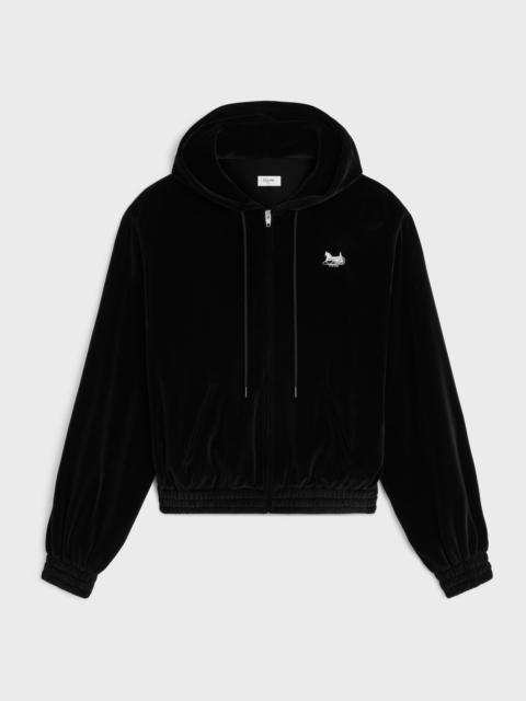 CELINE loose zip up hoodie IN velvet jersey