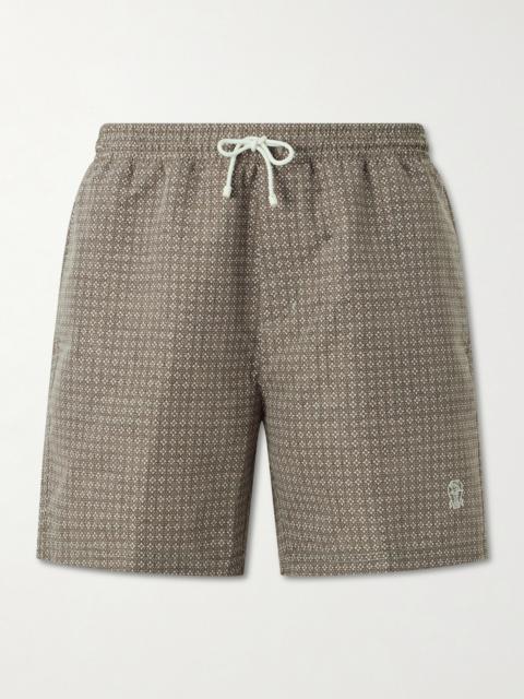 Brunello Cucinelli Straight-Leg Mid-Length Printed Swim Shorts