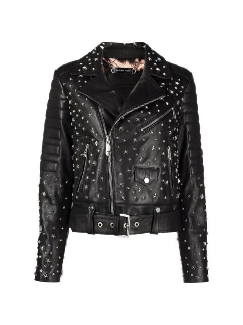 PHILIPP PLEIN star-studded biker jacket