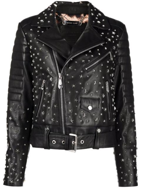 PHILIPP PLEIN star-studded biker jacket