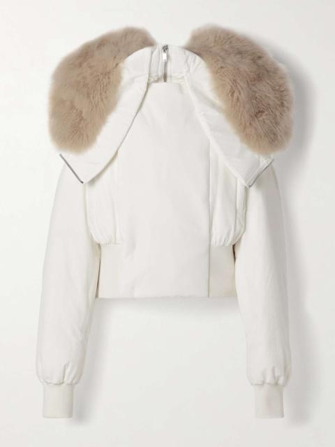 Rick Owens + Moncler Alice hooded shearling-trimmed quilted shell down jacket