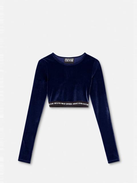 Logo Velvet Crop Top