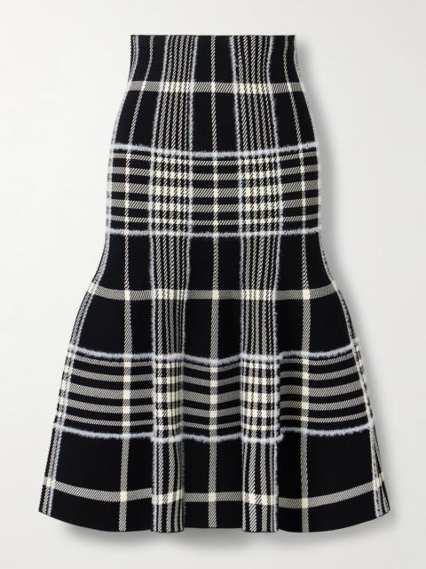 BRANDON MAXWELL The Rory checked jacquard-knit midi skirt Black
