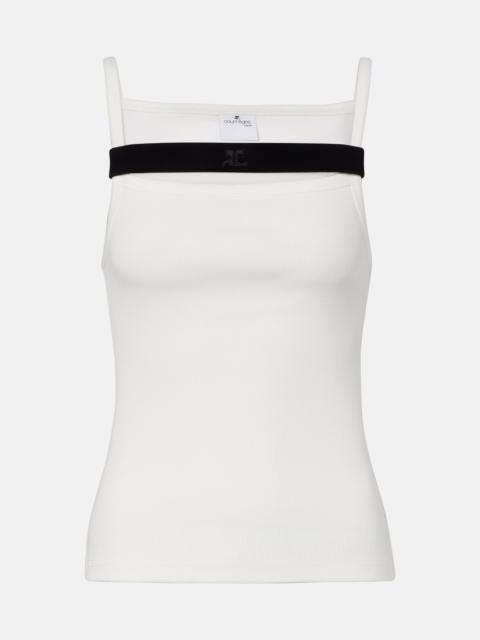 courrèges Ribbed-knit cotton tank top