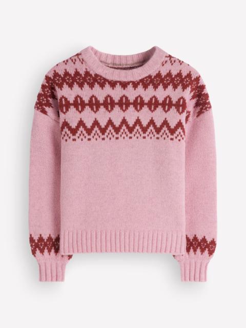 BODEN Chunky Fair Isle Sweater-Spring Blossom Pink, Fair Isle