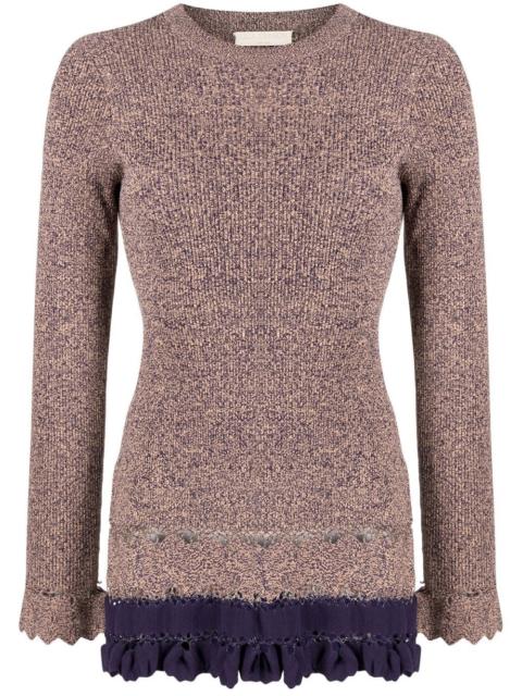 ULLA JOHNSON ribbed ruffle-trim jumper