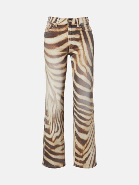7 For All Mankind Stovepipe zebra-print straight jeans