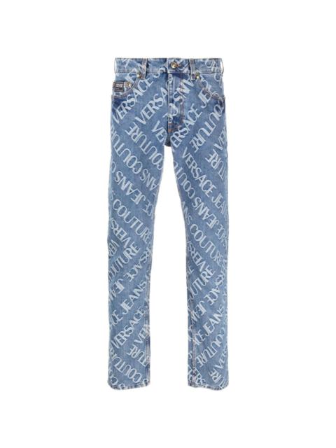 VERSACE JEANS COUTURE jacquard logo-motif straight-leg jeans