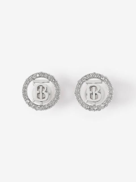 Burberry Crystal Detail Palladium-plated Monogram Motif Earrings