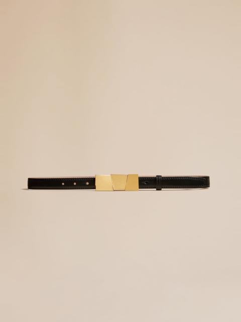 KHAITE The Small Axel Belt in Black Leather with Gold