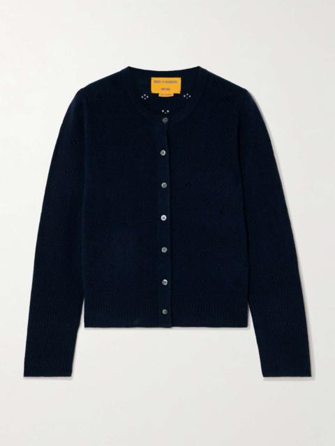 GUEST IN RESIDENCE Jane pointelle-knit cashmere cardigan Navy