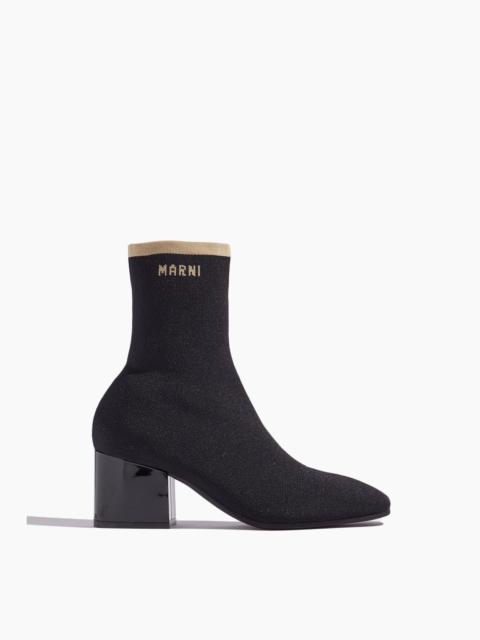 Marni Knit Ankle Boot in Black/Ecru