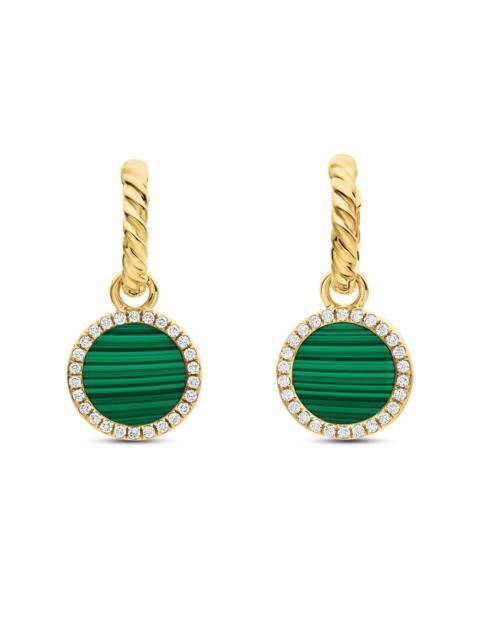 DAVID YURMAN Women's Petite DY Elements Drop Earrings in 18K Yellow Gold with Pavé Diamonds - Malachite
