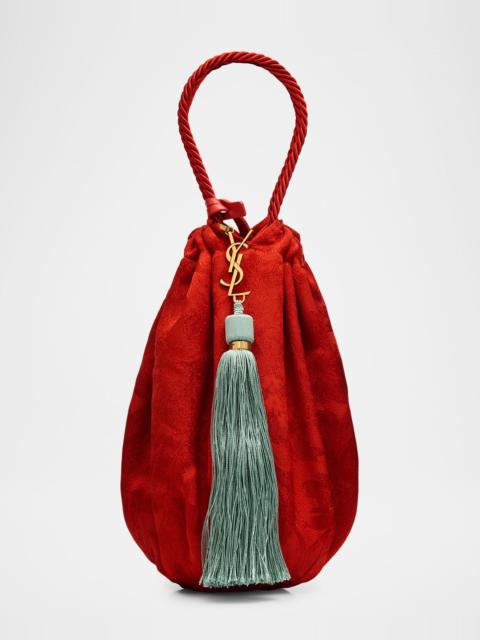SAINT LAURENT Tassel YSL Evening Pouch Bag in Jacquard