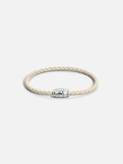 Montblanc Bracelet Steel 3 Rings Meisterstück Collection in Cloudy Beige Leather, size 60