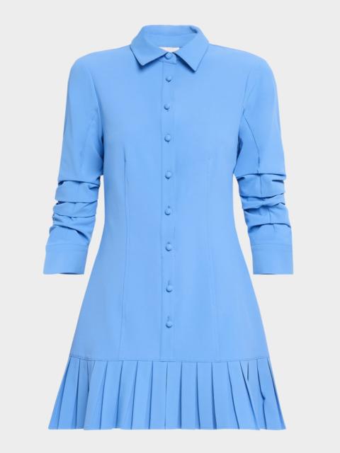 Cinq à Sept Lucilla Topstitched Pleated-Hem Mini Shirtdress