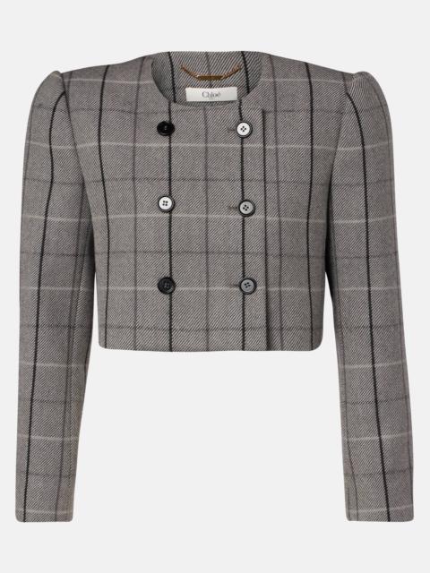 Chloé Checked cropped wool jacket