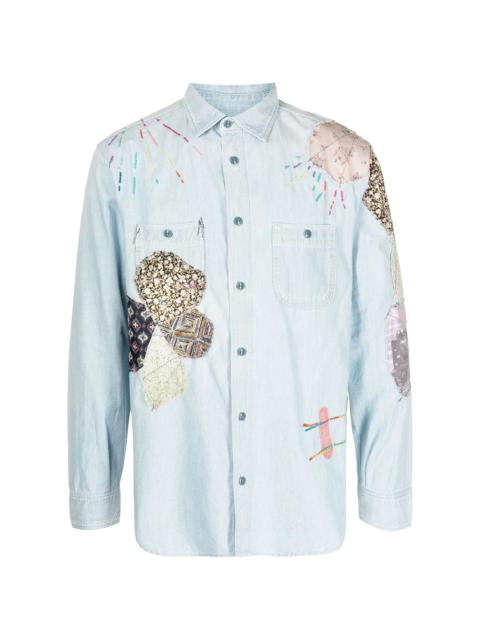 patch-detailing chambray work shirt