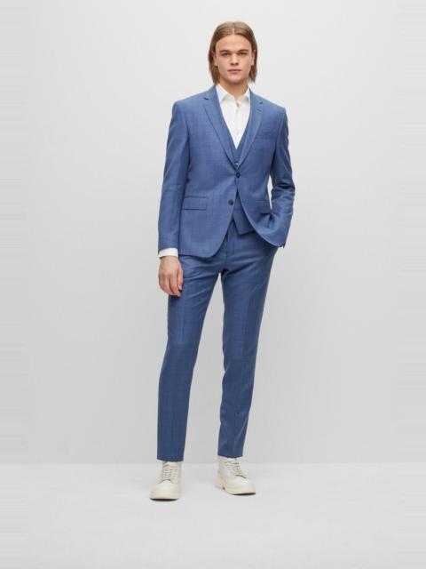 BOSS SLIM-FIT SUIT IN CHECKED VIRGIN-WOOL SERGE