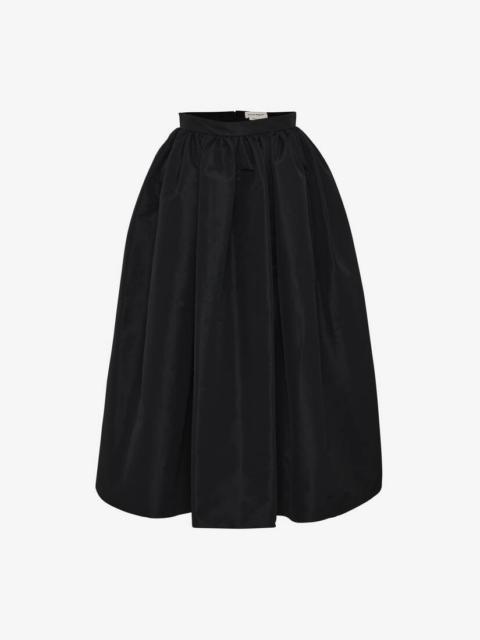 Women's Gathered Midi Skirt in Black