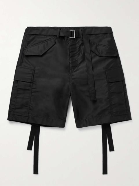 Wide-Leg Belted Nylon Cargo Shorts