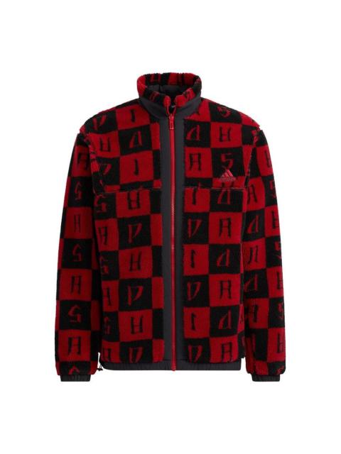 adidas adidas St Aop Boa Jkt Reversible polar fleece Sports Stand Collar Jacket Deep Red H39241