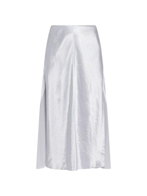 metallic high-waist midi skirt