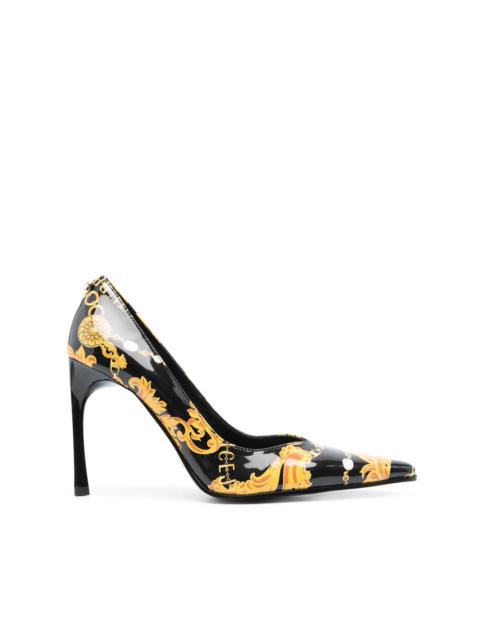 VERSACE JEANS COUTURE 95mm baroque-print pointed pumps
