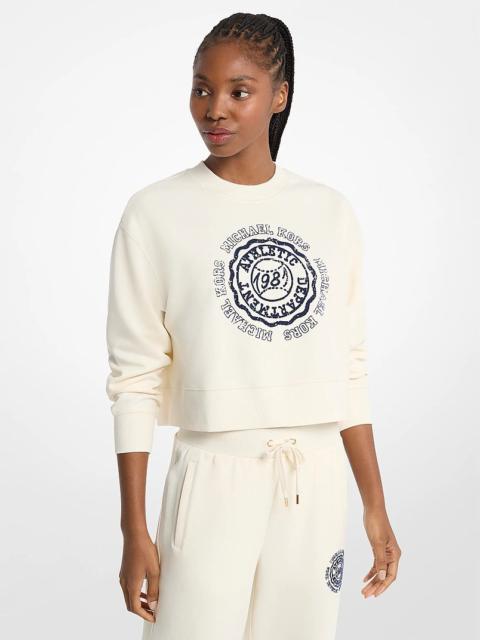 MICHAEL KORS Graphic Logo Cotton Blend Cropped Sweatshirt