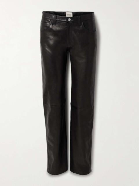 KHAITE Emmet leather straight-leg pants Black