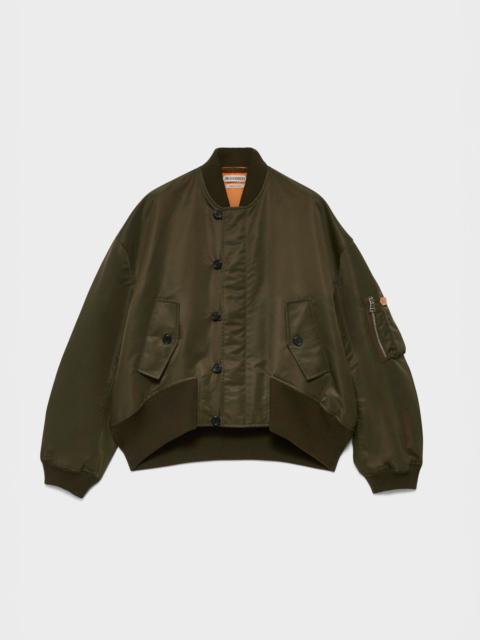 JW Anderson MENS OVERSIZED TIPPED HEM BOMBER JACKET IN MILITARY GREEN