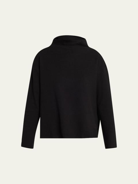 EILEEN FISHER Missy Waffle-Knit Funnel-Neck Sweater