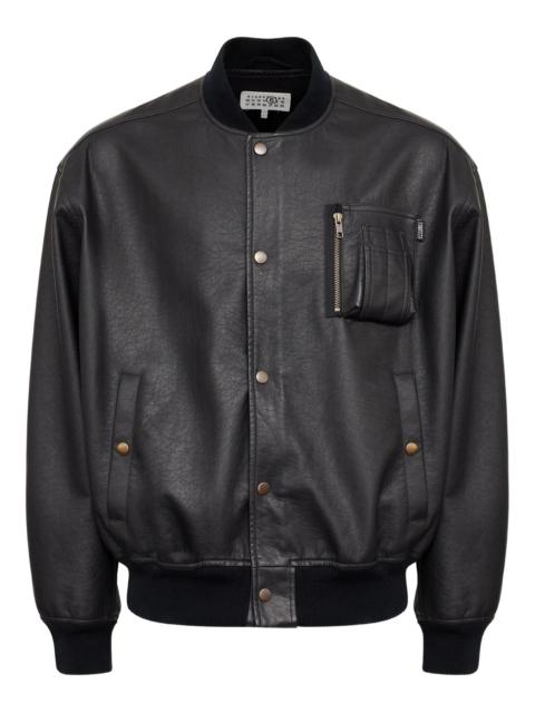 MM6 Maison Margiela Mm6 Maison Margiela Leather-effect Zip-pocket Bomber Jacket