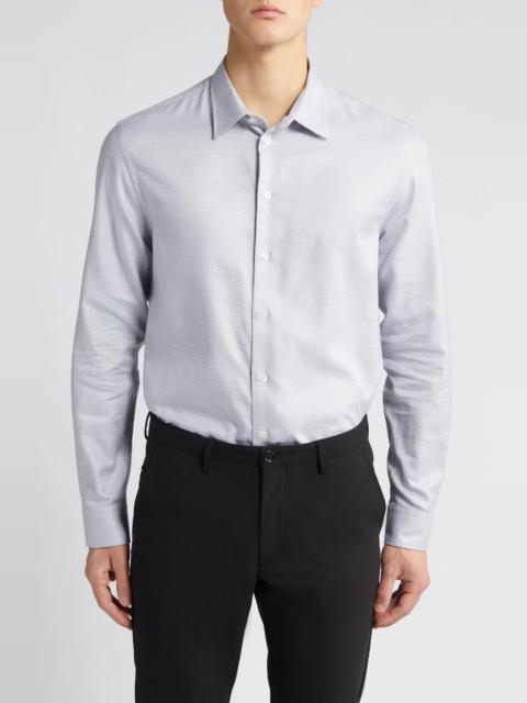 Micro Check Cotton Button-Up Shirt