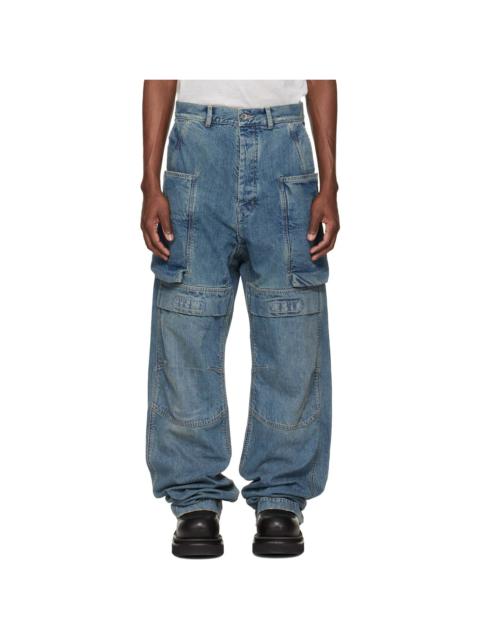 Rick Owens DRKSHDW Blue Temple Stefan Denim Cargo Pants