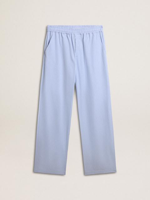 Men's joggers in striped cotton poplin