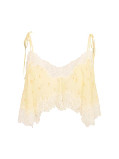 LoveShackFancy Elysia Silk Blend Cropped Top yellow