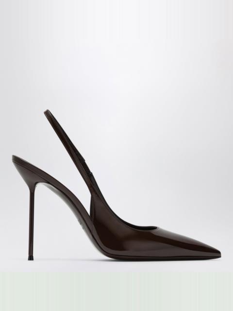 PARIS TEXAS Lidia slingback pumps in ebony patent leather