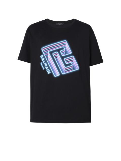 Balmain T-shirt with neon printed labyrinth logo